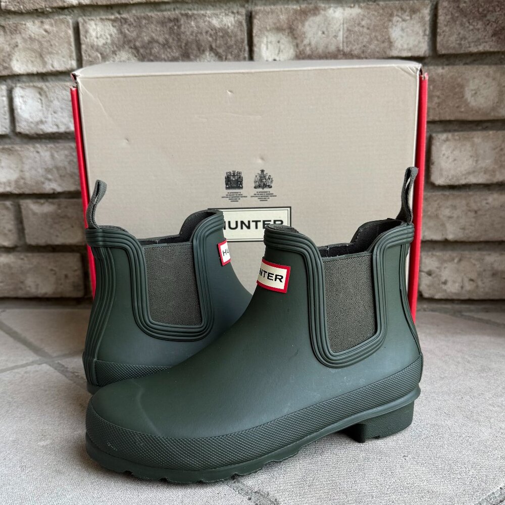 HUNTER ORIGINAL CHELSEA ANKLE BOOTS 6 WOMEN'S OUTDOOR RAINBOOT PREPPY GREEN NEW